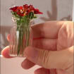 Glasblumenskulptur, mundgeblasene Frühlingsblume, rote Glasblumen, Wohnkultur