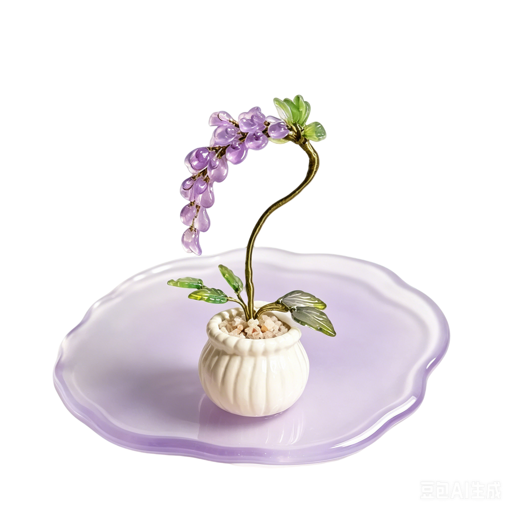 Glas-Glyzinien-Arrangement, handgefertigte immergrüne Blumen, lila, Geburtstagsgeschenk