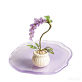 Glas-Glyzinien-Arrangement, handgefertigte immergrüne Blumen, lila, Geburtstagsgeschenk
