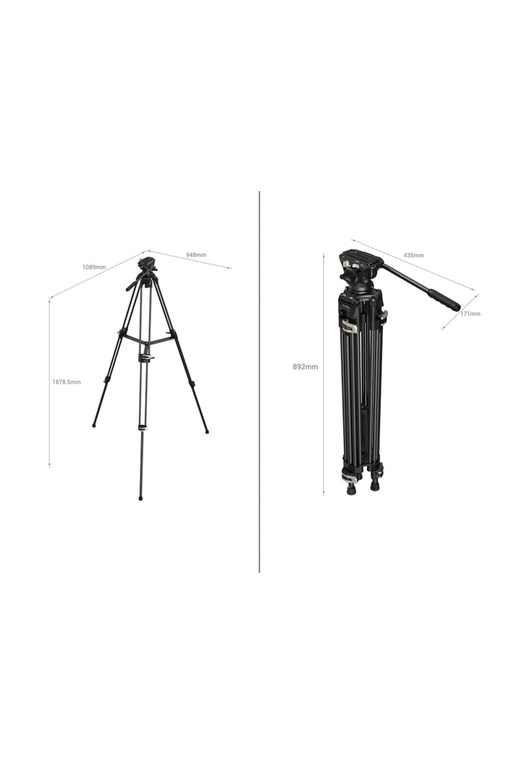 Videostativ Heavy Duty 186 cm 360 Grad Fluidkopf Schnellwechselplatte für DSLR Camcorder Kameras 8 kg 3751B