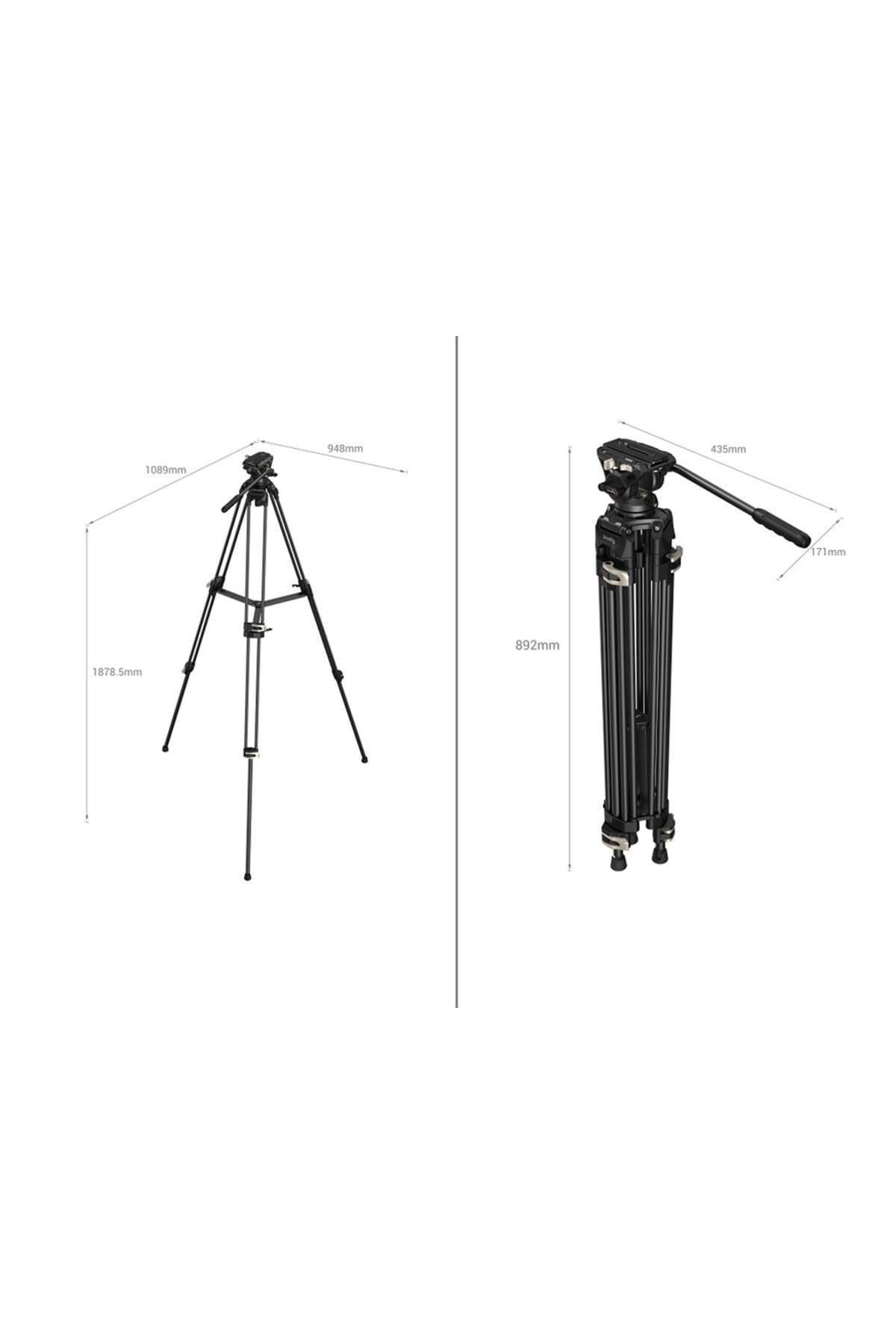 Videostativ Heavy Duty 186 cm 360 Grad Fluidkopf Schnellwechselplatte für DSLR Camcorder Kameras 8 kg 3751B