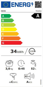 Mini Waschmaschine 3 kg Fassungsvermögen kleine Waschmaschine Energieklasse A für kleine Haushalte