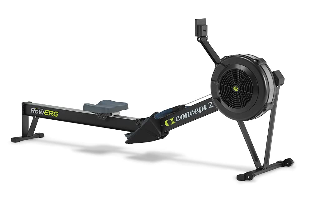 RowErg Rudergerät Modell D in Schwarz mit Standardbeinen und Luftwiderstand für das Heimtraining