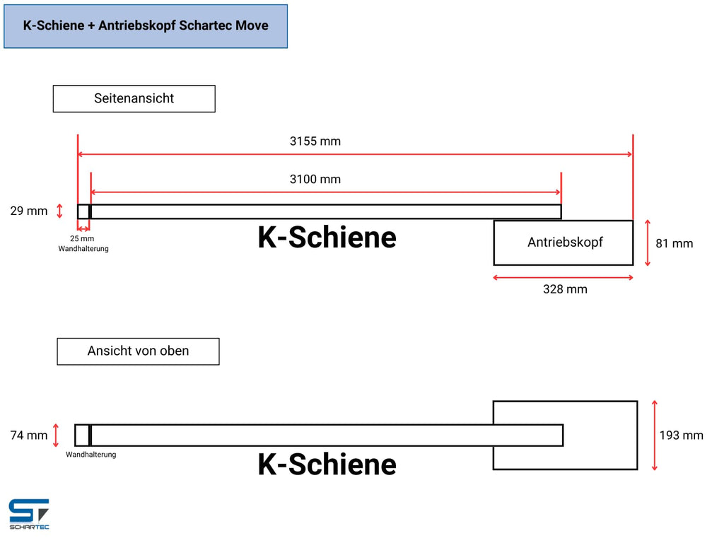 Move 1000 elektr. Garagentorantrieb Serie 3 Set inkl. 2 Handsender und Schiene für Schwingtor und Sektionaltor