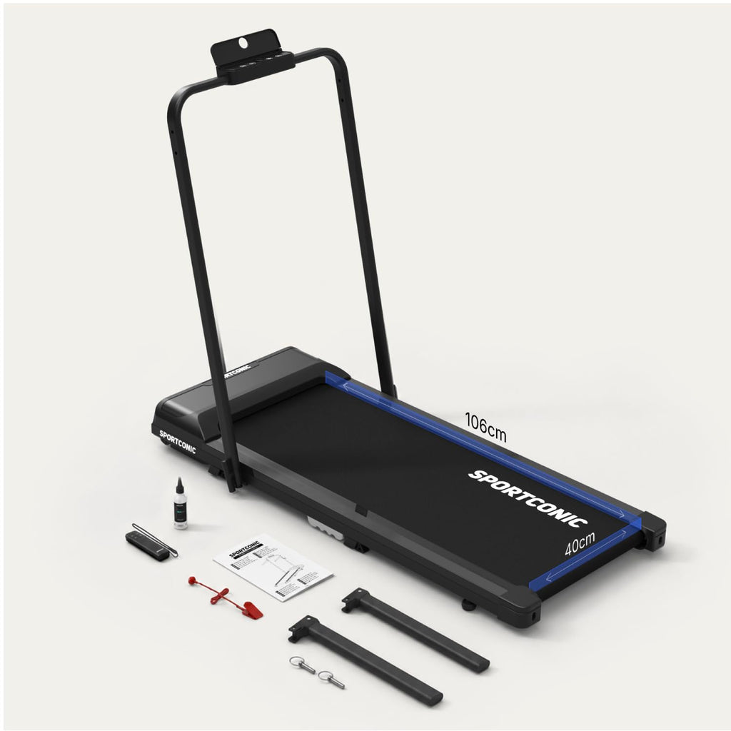 Laufband 1 bis 12 km/h elektrisch, klappbar mit Steigung und Tablethalterung, leise im Homeoffice, Walking Pad