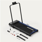 Laufband 1 bis 12 km/h elektrisch, klappbar mit Steigung und Tablethalterung, leise im Homeoffice, Walking Pad