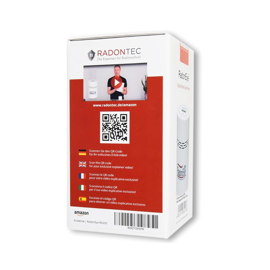 Präzises Radonmessgerät RadonEye RD200 für Zuhause Keller Arbeitsplatz Echtzeitüberwachung Langzeitmessung App