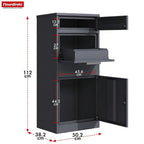 Paketbriefkasten XXL Standbriefkasten mit Paketbox und Zylinderschloss modern rostfrei massiv Postbox Francois