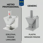 Currywurstschneider GWS1000, Edelstahl, Schnittstärke 5 bis 30 mm, 2 Sichelklingen, 135 W, Sicherheit