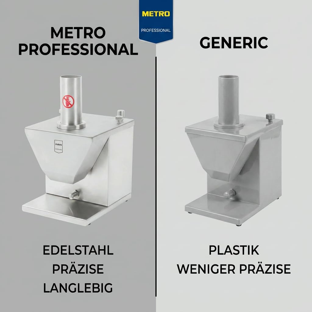Currywurstschneider GWS1000, Edelstahl, Schnittstärke 5 bis 30 mm, 2 Sichelklingen, 135 W, Sicherheit