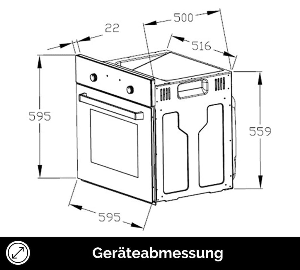 Einbauherdset BIC3-IGKIX-2 Edelstahlblende Glaskeramikkochfeld 60cm 3 Ofenfunktionen Energieeffizienzklasse A