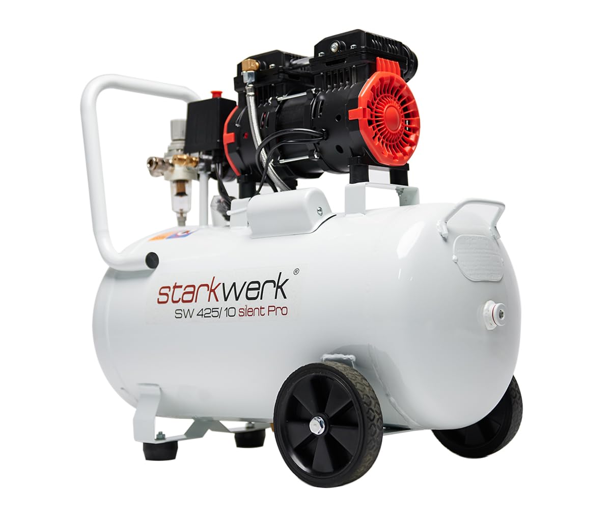 Flüsterkompressor Druckluftkompressor Silent 69 dB SW 425/10 Pro ölfrei 10 bar 50 L Kessel 1100 W