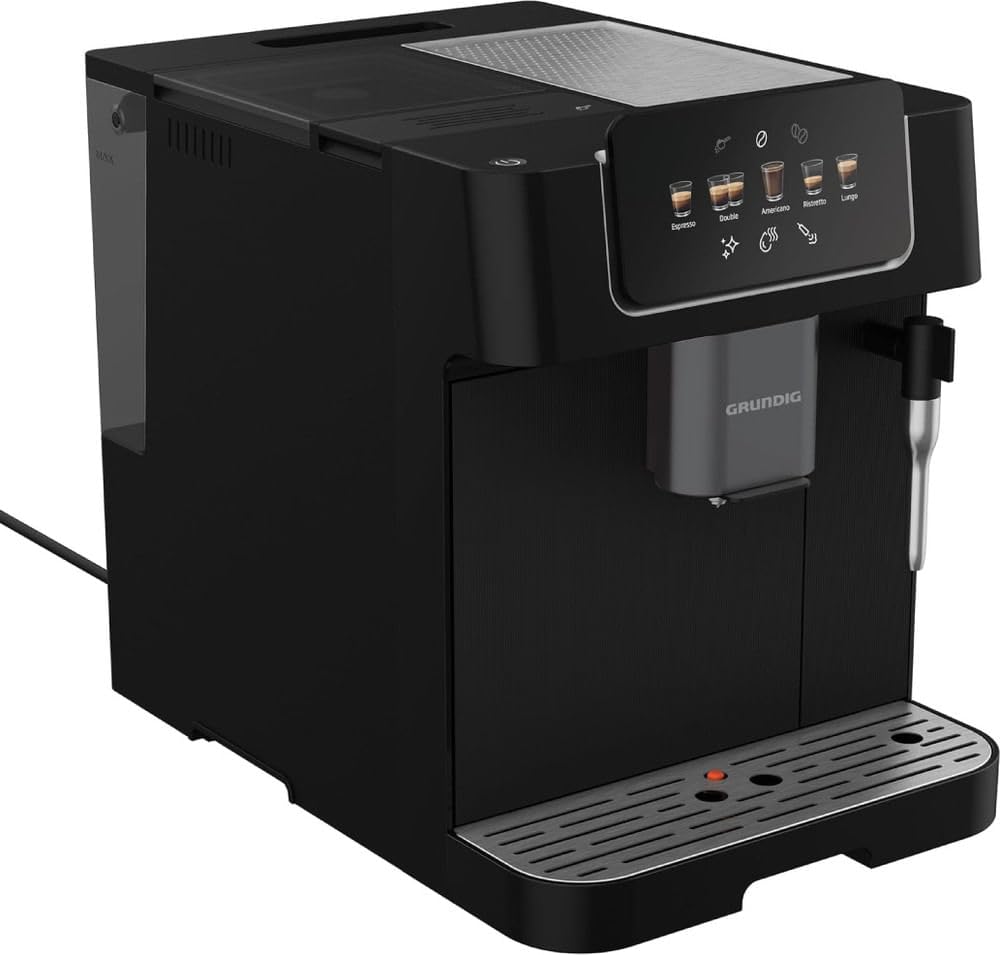 KVA 6230 Kaffeevollautomat 19 Bar Pumpendruck Edelstahlmahlwerk Milchaufschäumer 2L Wassertank Schwarz Silber