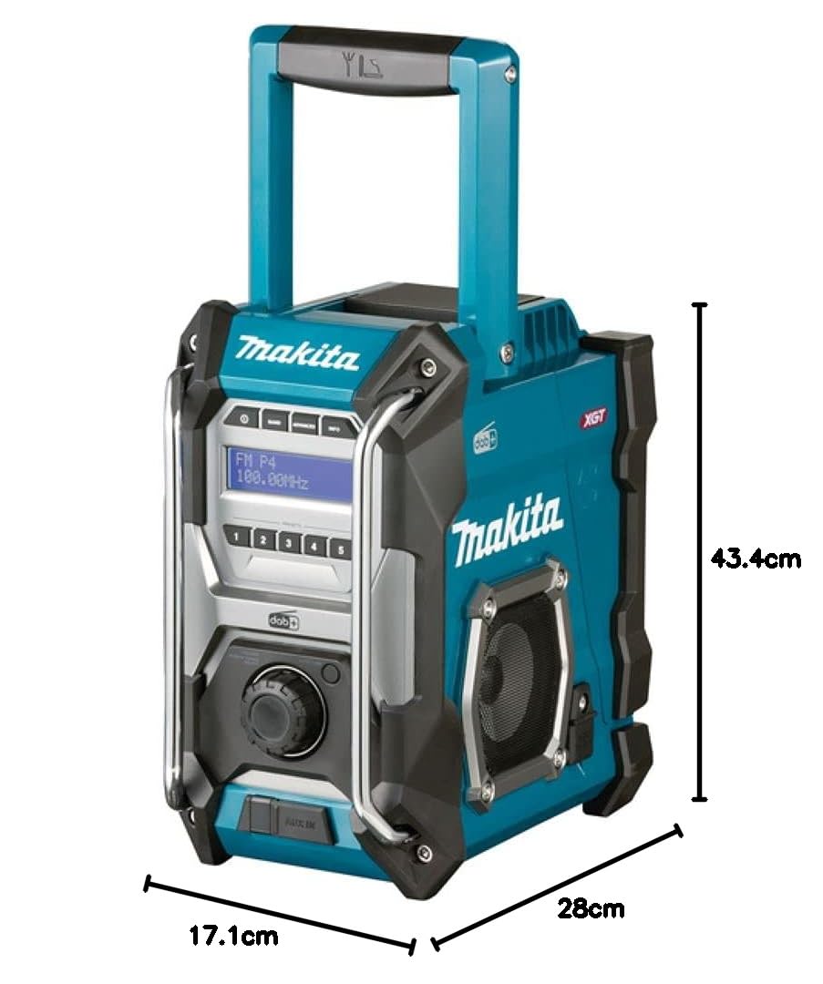 MR003GZ akkubetriebenes Baustellenradio mit AUX Eingang und USB in den Farben Schwarz und Türkis