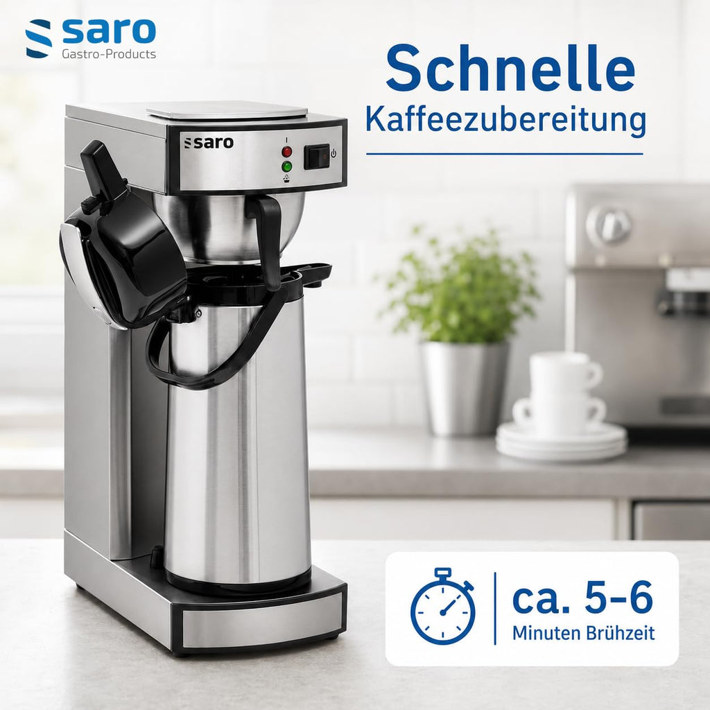 Kaffeemaschine Thermo 24 mit Edelstahl Isolierpumpkanne 2,2 L Brühzeit 5 bis 6 Min Trockenlaufschutz 2,069 kW