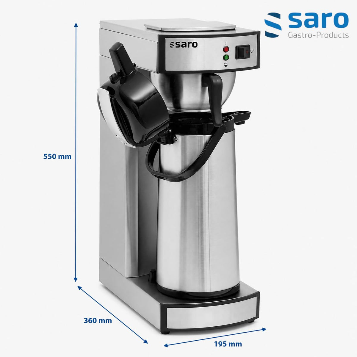 Kaffeemaschine Thermo 24 mit Edelstahl Isolierpumpkanne 2,2 L Brühzeit 5 bis 6 Min Trockenlaufschutz 2,069 kW
