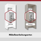 Waschmaschinenschrank für Waschmaschine und Trockner 183,7x65x66cm, ausziehbarer Regalboden, weiß, 18mm Platte