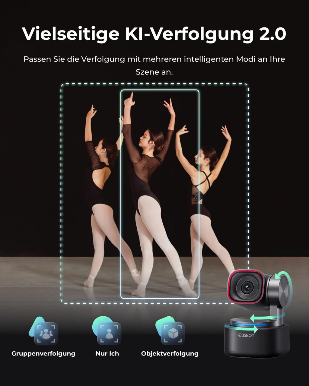 Tiny 3 AI Powered 4K Webcam mit AI Tracking und Spatial Audio als PTZ Kamera für Videoanrufe und Livestreams