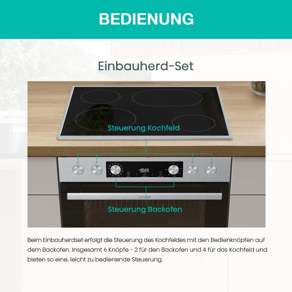 Einbauherdset Inox Glaskeramikkochfeld 77L Heißluft ExtraSteam EcoClean AirFry PizzaMode Energieklasse A