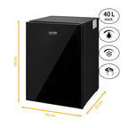 Mini Kühlschrank 40L lautlos, Glasfront, wechselbarer Türanschlag, Innenbeleuchtung, für Camping, Büro, Hotel