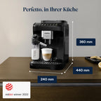 Magnifica Evo Kaffeevollautomat für 7 verschiedene Getränke in Schwarz mit integriertem Mahlwerk