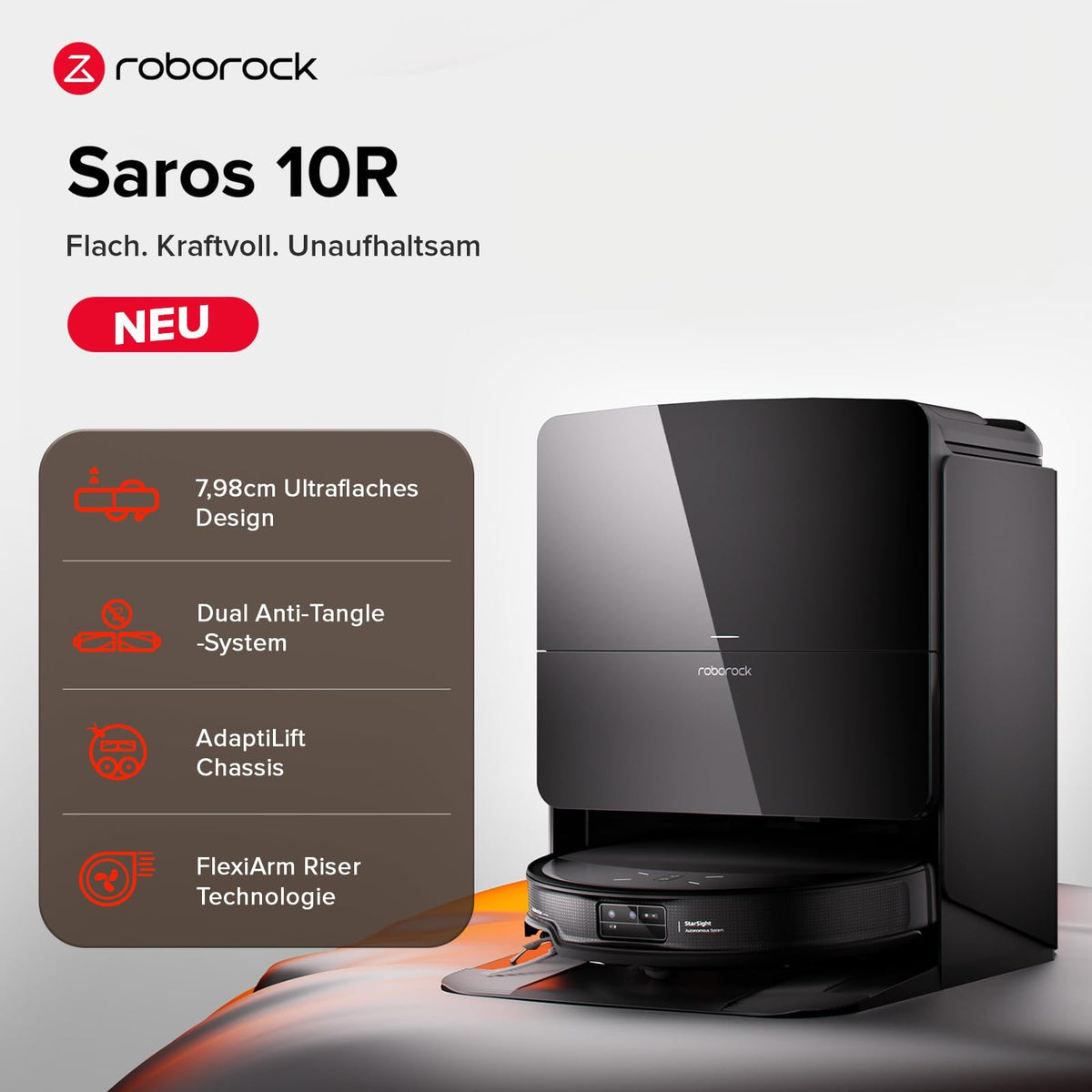 Saros 10R Komplettset 2 in 1 Saugroboter mit Wischfunktion inklusive Wischmopp und Ladestation