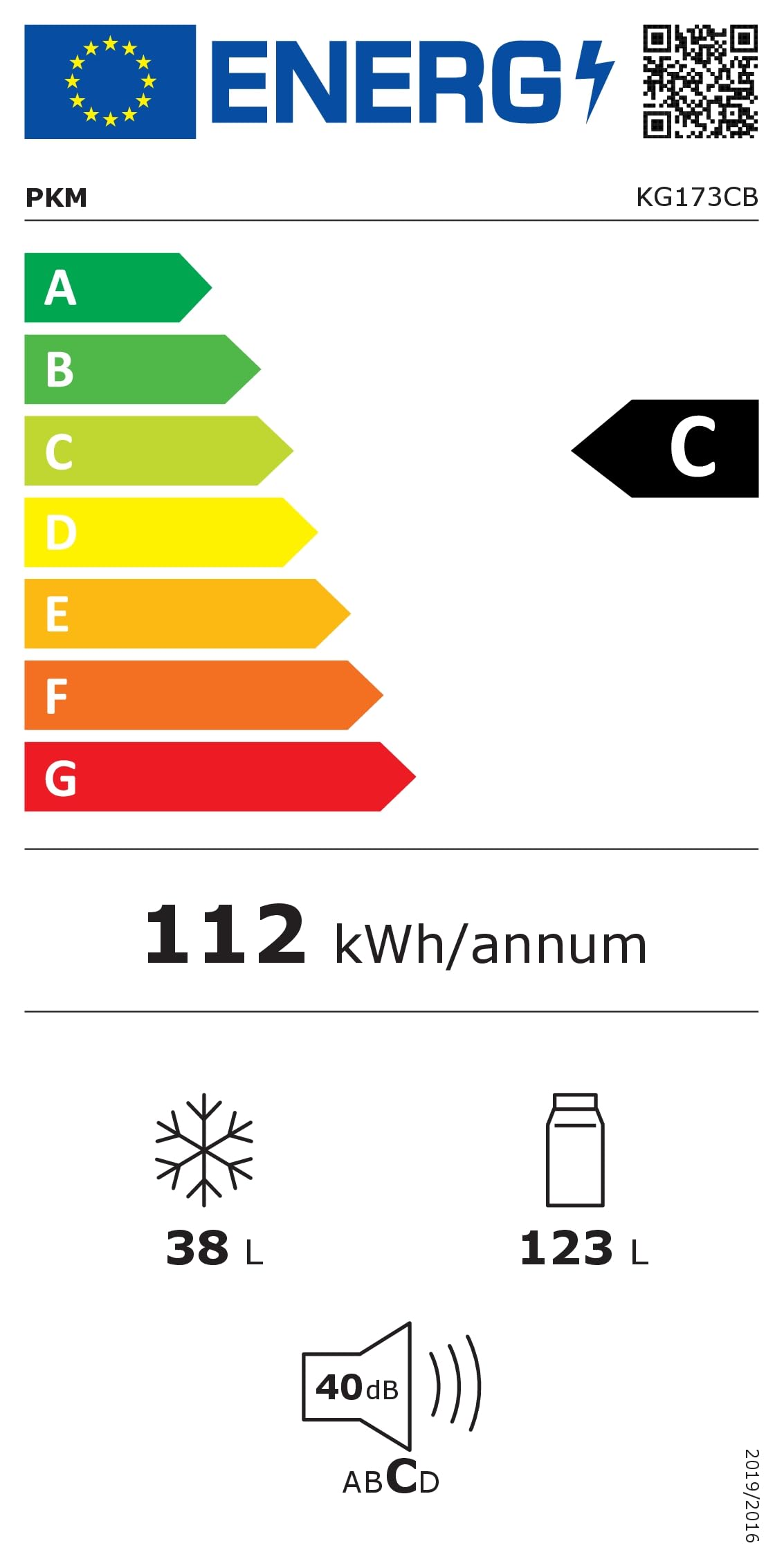 Kühl-/Gefrierkombination KG173CB, 161 L, 50 cm, LED, 40 dB, wechselbarer Türanschlag, schwarz, Energieklasse C
