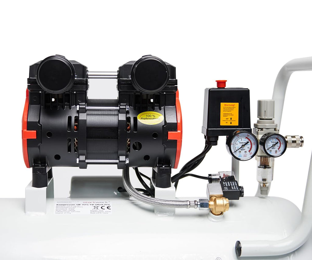 Flüsterkompressor Druckluftkompressor Silent 69 dB SW 425/10 Pro ölfrei 10 bar 50 L Kessel 1100 W