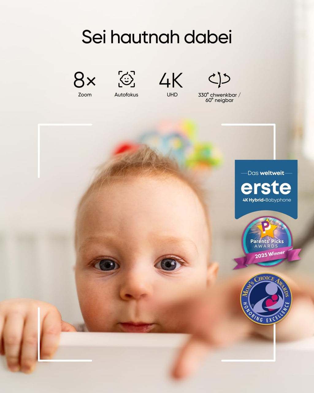 Babyphone mit Kamera E21 einsetzbar als Außenüberwachungskamera mit 4K UHD Auflösung und Videobabymonitor