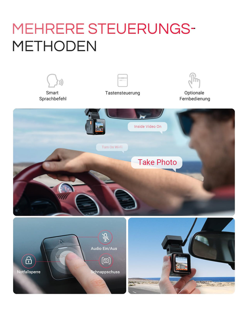 E1 Pro Dashcam mit 4K HDR STARVIS 2 Sensor und CPL Filter für Auto vorne als kompakte Mini Dashcam