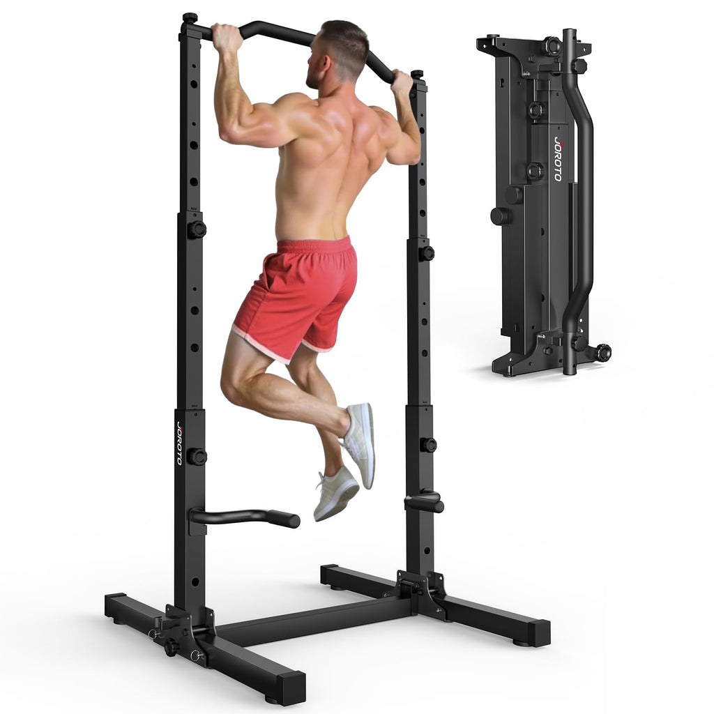 Faltbarer Power Tower mit Klimmzugstange und Dip Station höhenverstellbar 5 in 1 Rückentrainer 204 kg Belastung