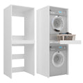 Waschmaschinenschrank für Waschmaschine und Trockner 183,7x65x66cm, ausziehbarer Regalboden, weiß, 18mm Platte