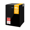 Mini Kühlschrank 40L lautlos, Glasfront, wechselbarer Türanschlag, Innenbeleuchtung, für Camping, Büro, Hotel