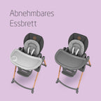 Minla Hochstuhl bis 60 kg 9 Höhen 5 Neigungen 4 Tablettpositionen faltbar Graphite
