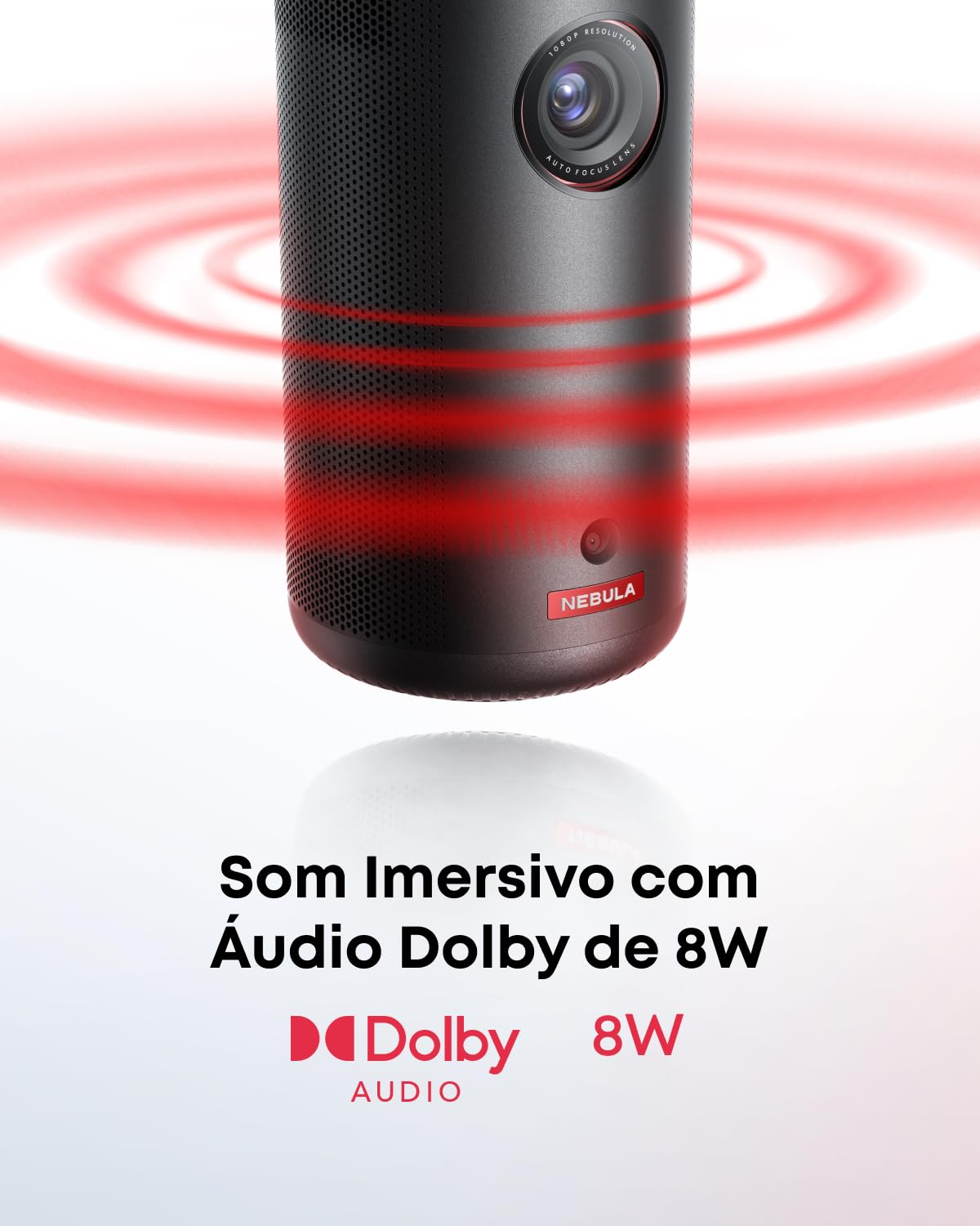 Capsule3 Projector B2C Black Portable Smart Mini Projector, 1080p, Android TV, Auto Keystone, Built-in Battery