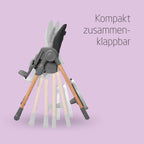 Minla Hochstuhl bis 60 kg 9 Höhen 5 Neigungen 4 Tablettpositionen faltbar Graphite