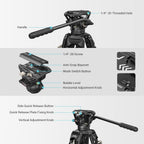 Videostativ Heavy Duty 186 cm 360 Grad Fluidkopf Schnellwechselplatte für DSLR Camcorder Kameras 8 kg 3751B