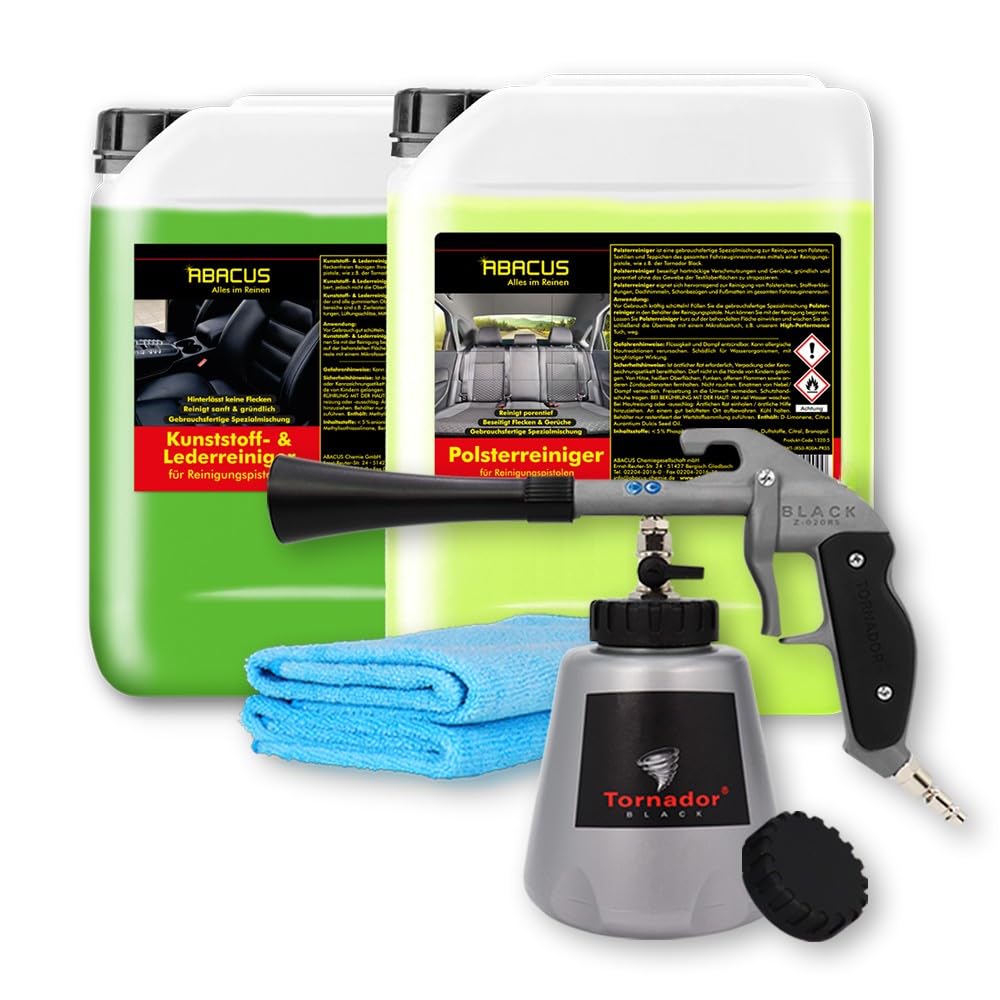 Tornador Black Z020RS Reinigungsset 2x5L Reiniger für Polster Textil Kunststoff Leder plus Mikrofasertücher