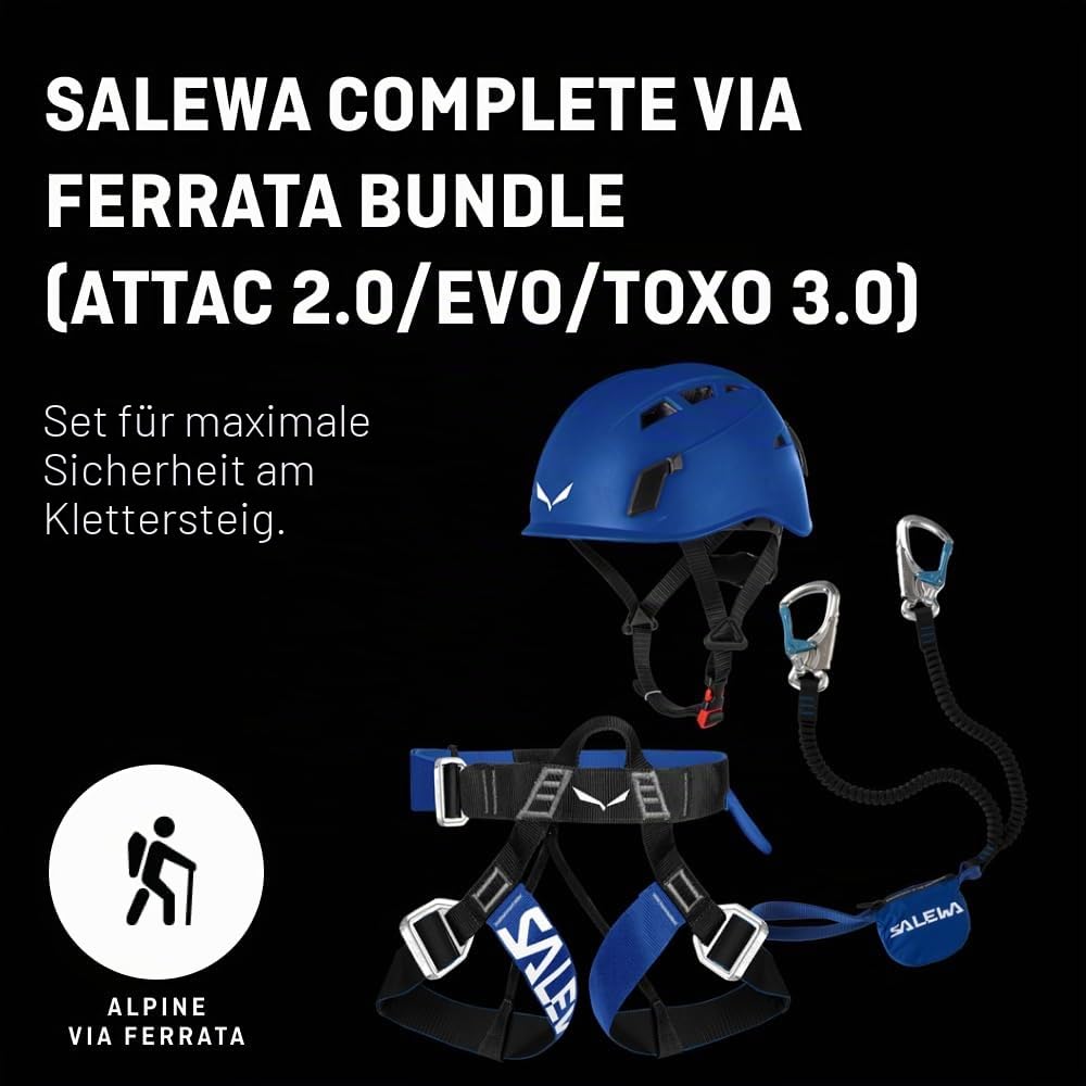 Klettersteig Komplettset Attac Evo Toxo 3.0 mit Karabinern und Bandfalldämpfer für Bergsteiger und Kletterer