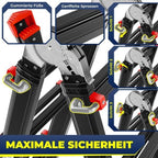 Alu 6in1 Mehrzweckleiter 20 Sprossen 520 cm 150 kg ausziehbar rutschfest Gelenkleiter Anlegeleiter Schwarz
