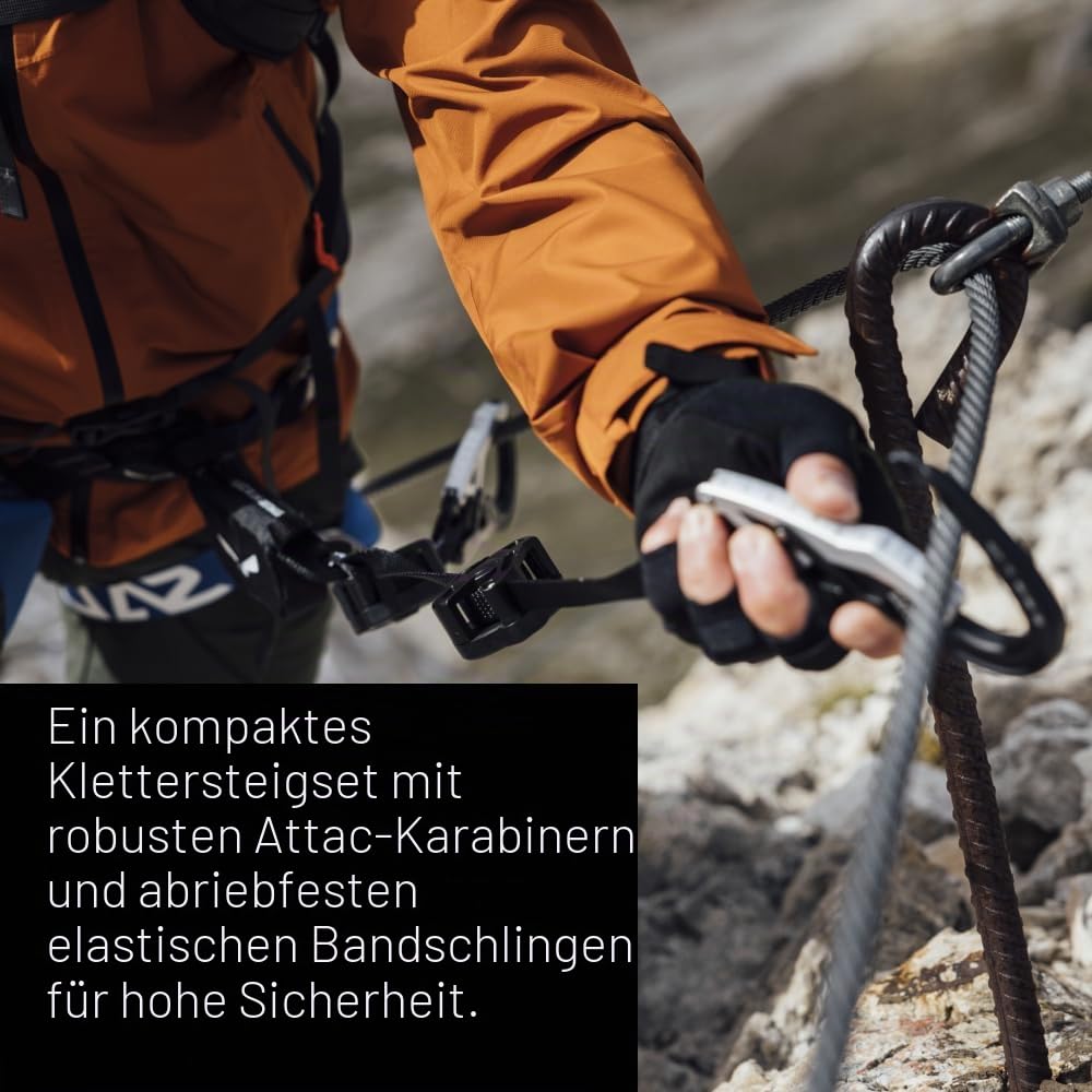 Klettersteig Komplettset Attac Evo Toxo 3.0 mit Karabinern und Bandfalldämpfer für Bergsteiger und Kletterer