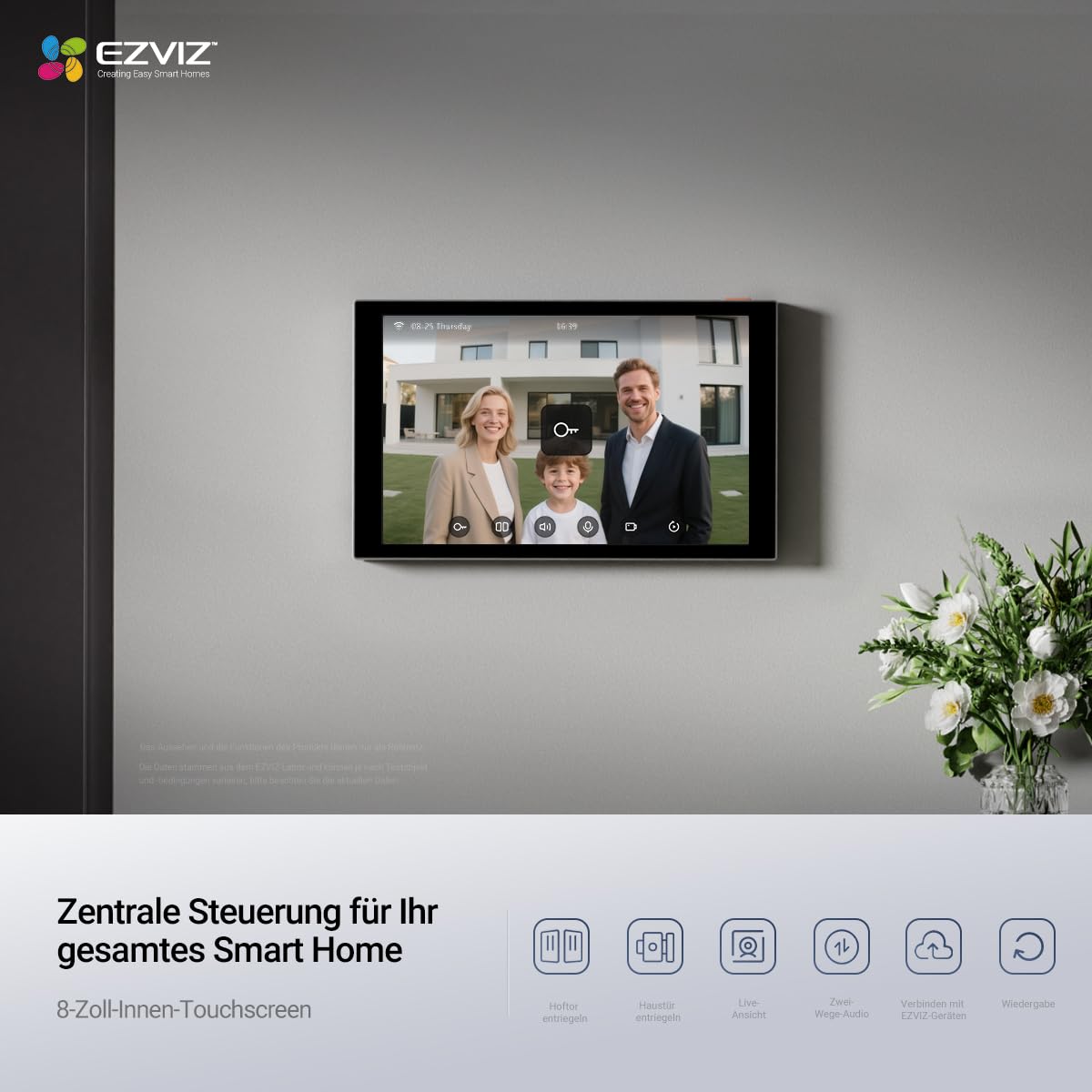 HP7 Pro 4K Video Türsprechanlage mit 8 Zoll Touchscreen Türkamera WLAN Nachtsicht Bewegungserkennung