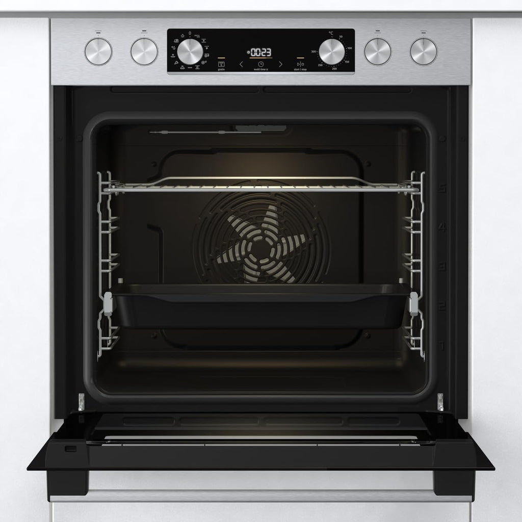 Einbauherdset Inox Glaskeramikkochfeld 77L Heißluft ExtraSteam EcoClean AirFry PizzaMode Energieklasse A