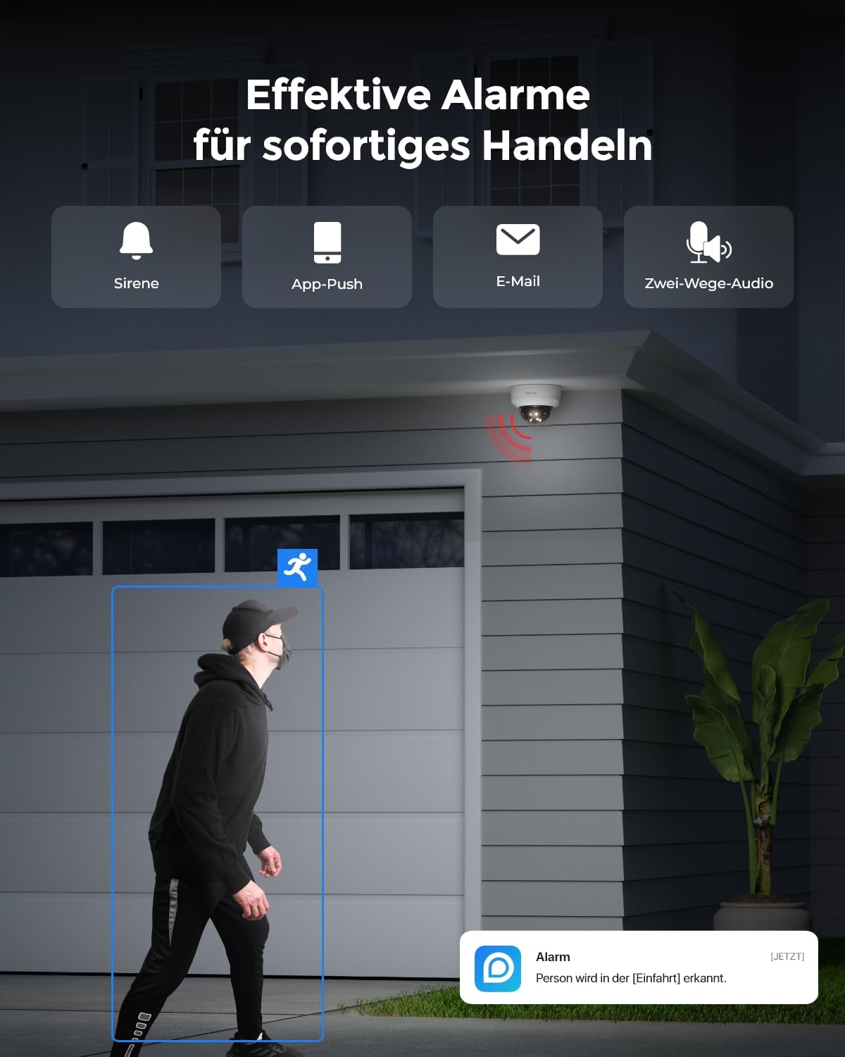 16MP Ultra HD PoE Sicherheitskamera mit IK10 Vandalismusschutz und Nachtsicht für den Außenbereich