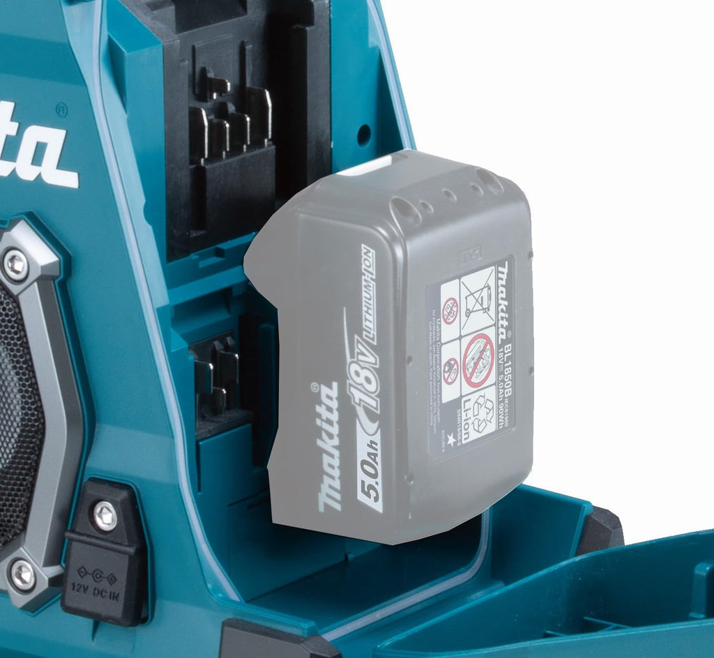 MR003GZ akkubetriebenes Baustellenradio mit AUX Eingang und USB in den Farben Schwarz und Türkis