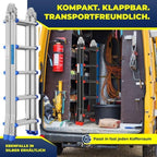 Alu 6in1 Mehrzweckleiter 20 Sprossen 520 cm 150 kg ausziehbar rutschfest Gelenkleiter Anlegeleiter Schwarz