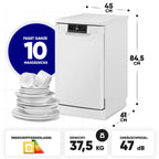 Geschirrspüler 45 cm 10 Maßgedecke Stand oder Unterbau 7 Programme 2 Sprühebenen GSP7418 weiß Energieklasse D