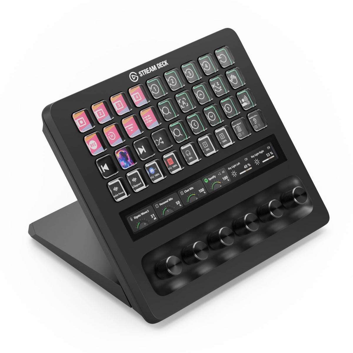 Stream Deck + XL Kontrollplattform mit Touchleiste für professionelle Steuerung von Streaming und Produktion
