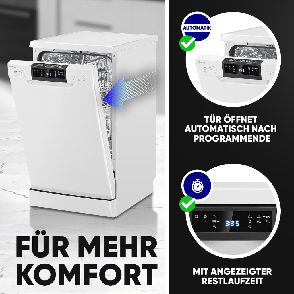 Geschirrspüler 45 cm 10 Maßgedecke Stand oder Unterbau 7 Programme 2 Sprühebenen GSP7418 weiß Energieklasse D