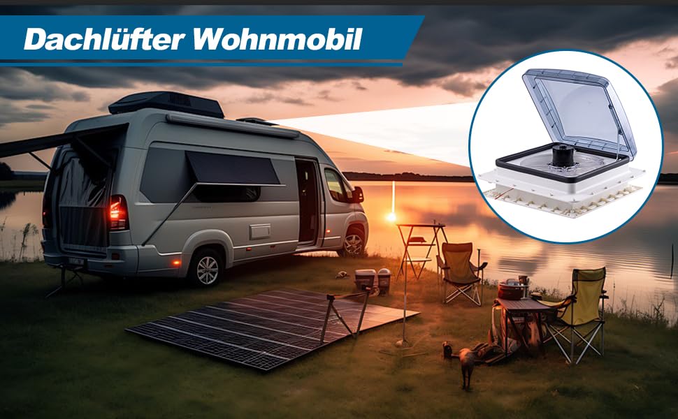 Dachlüfter 12V für Wohnmobil Wohnwagen Fernbedienung automatischer Regensensor leistungsstark leise 10 Stufen